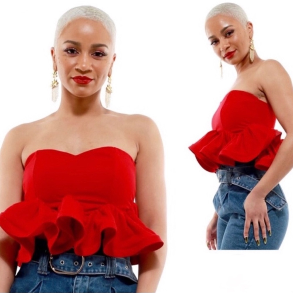 Ruffle Tube Top - Red